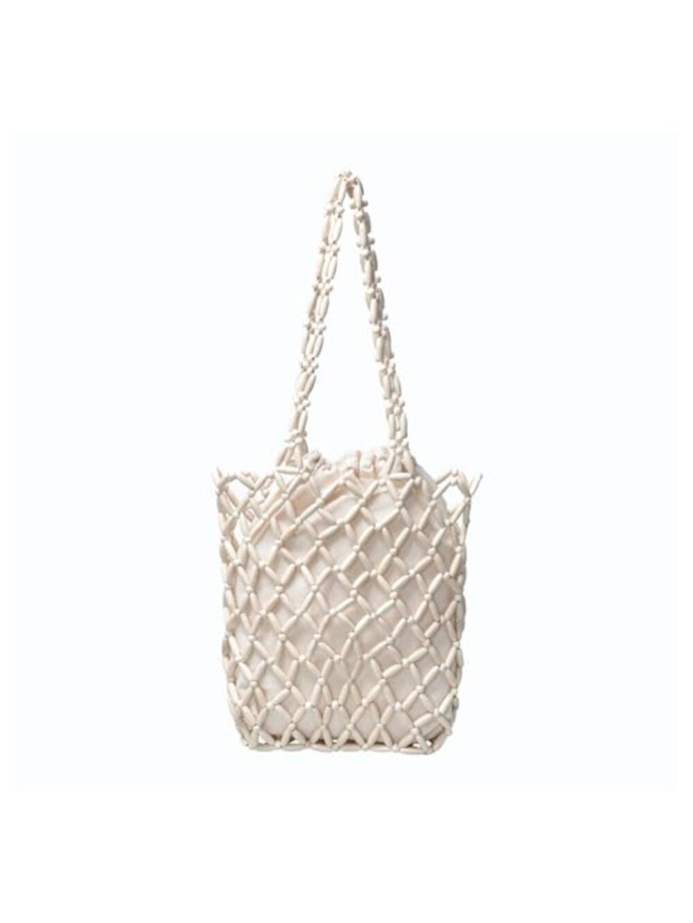 Handmade Wooden Bead Woven Shoulder Bag Tote Purse